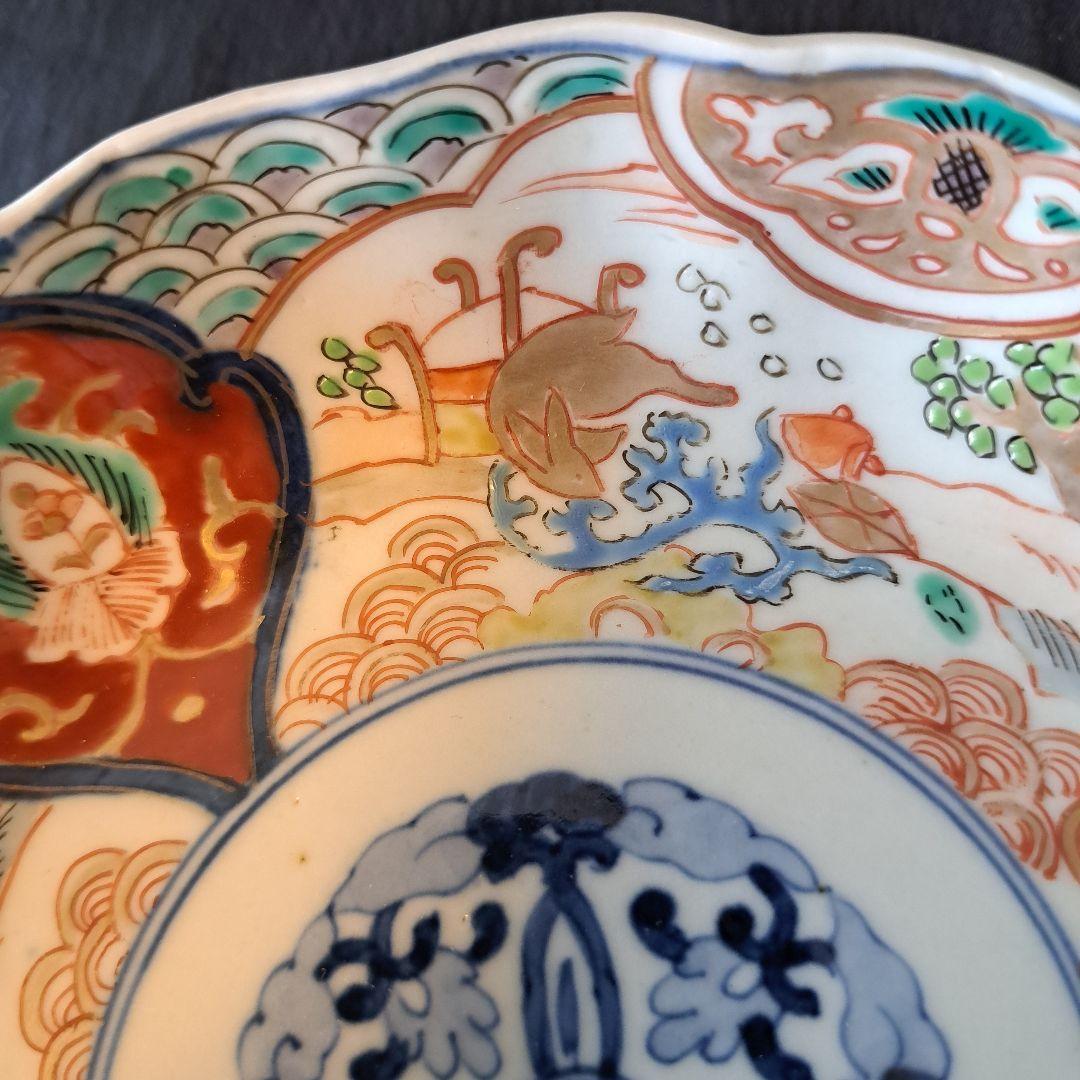 「金彩うさぎに 青海波(せいがいは)」古伊万里皿(直径15cm )3客セット 骨