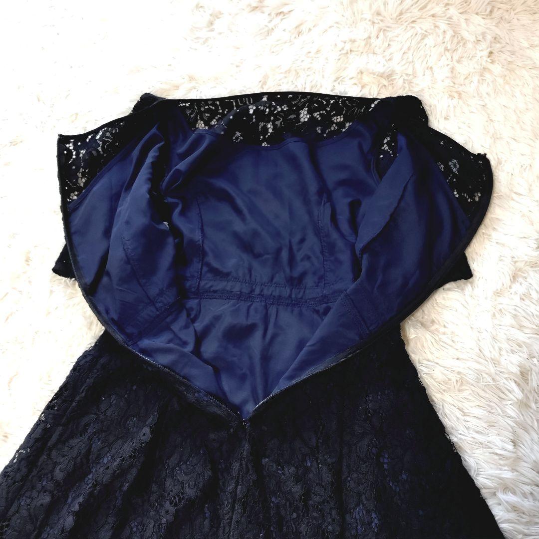 【美品】アナイ コードフラワーレース フレアワンピース 38 M ブラック