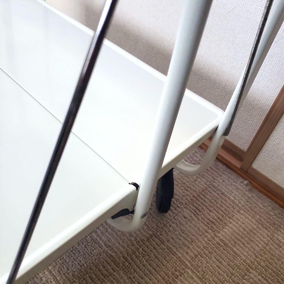 ライフハイト 折りたたみ式 サイドカート キッチンワゴン ホワイト キャスター付