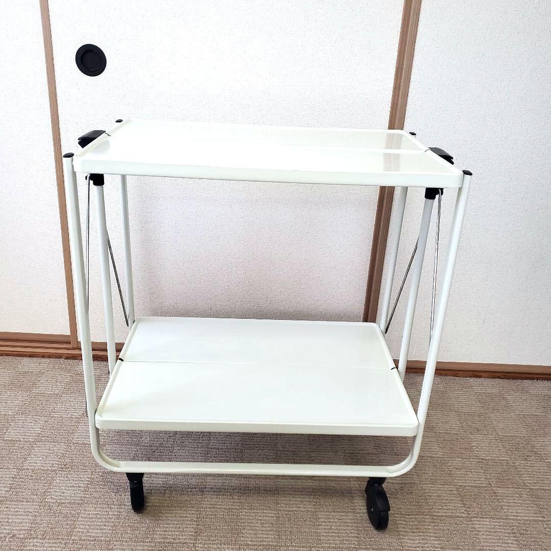 ライフハイト 折りたたみ式 サイドカート キッチンワゴン ホワイト キャスター付
