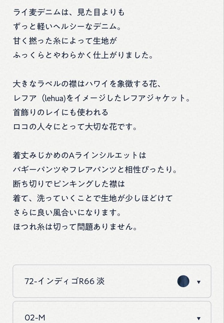 45R ライ麦デニムのレフアジャケット（淡） ¥70,400
