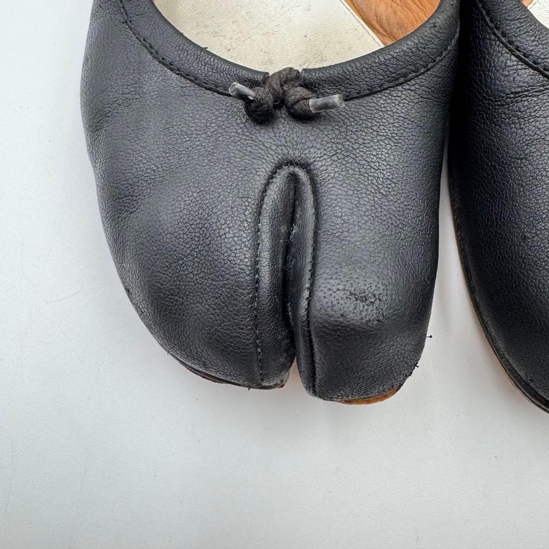 マルジェラ　足袋　フラット　ブラック　レザー　サイズ36