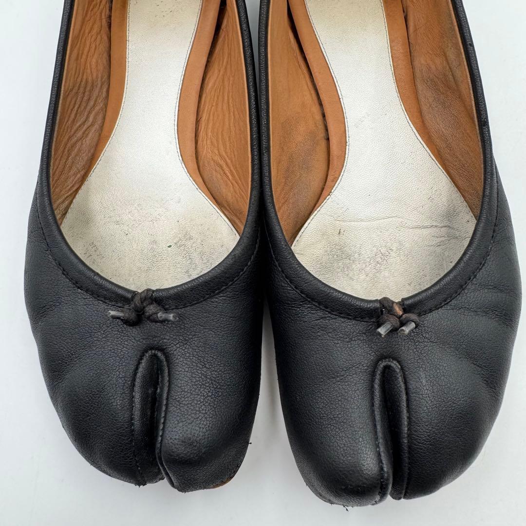 マルジェラ　足袋　フラット　ブラック　レザー　サイズ36