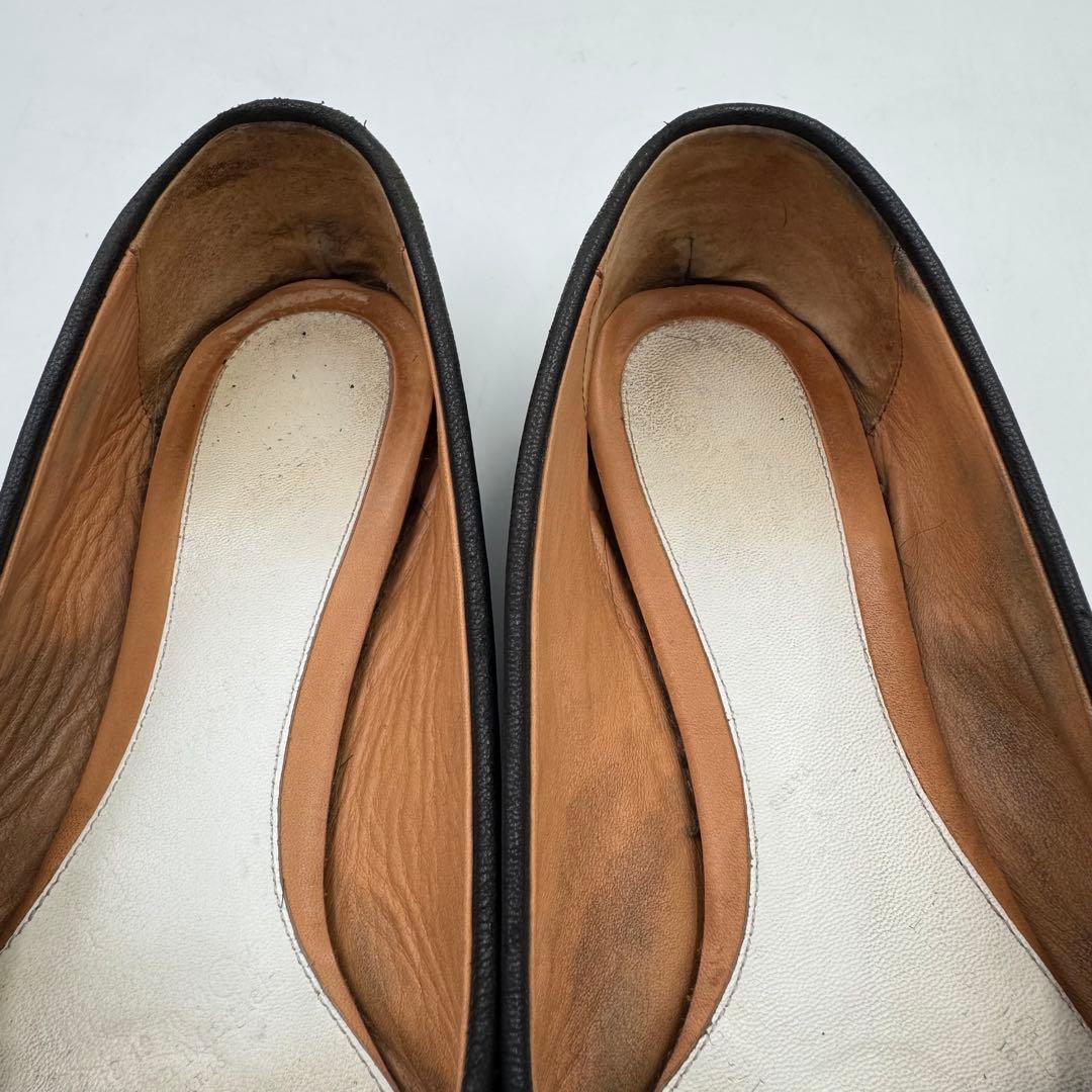 マルジェラ　足袋　フラット　ブラック　レザー　サイズ36