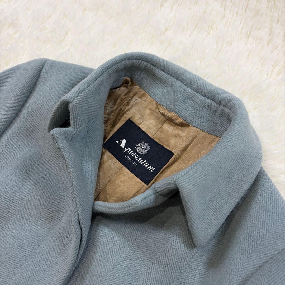 【美品】Aquascutum アンゴラ カシミヤ ヘリンボーン コート 11号L
