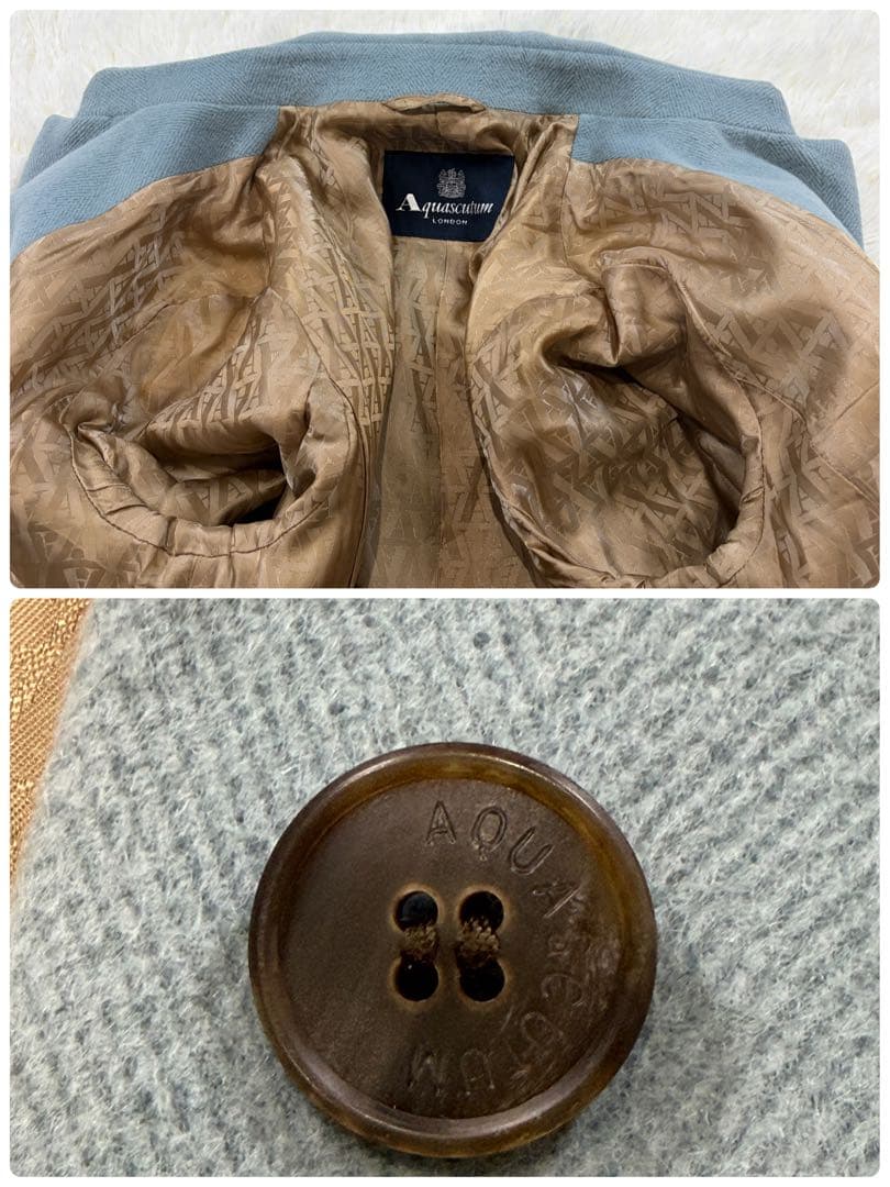 【美品】Aquascutum アンゴラ カシミヤ ヘリンボーン コート 11号L