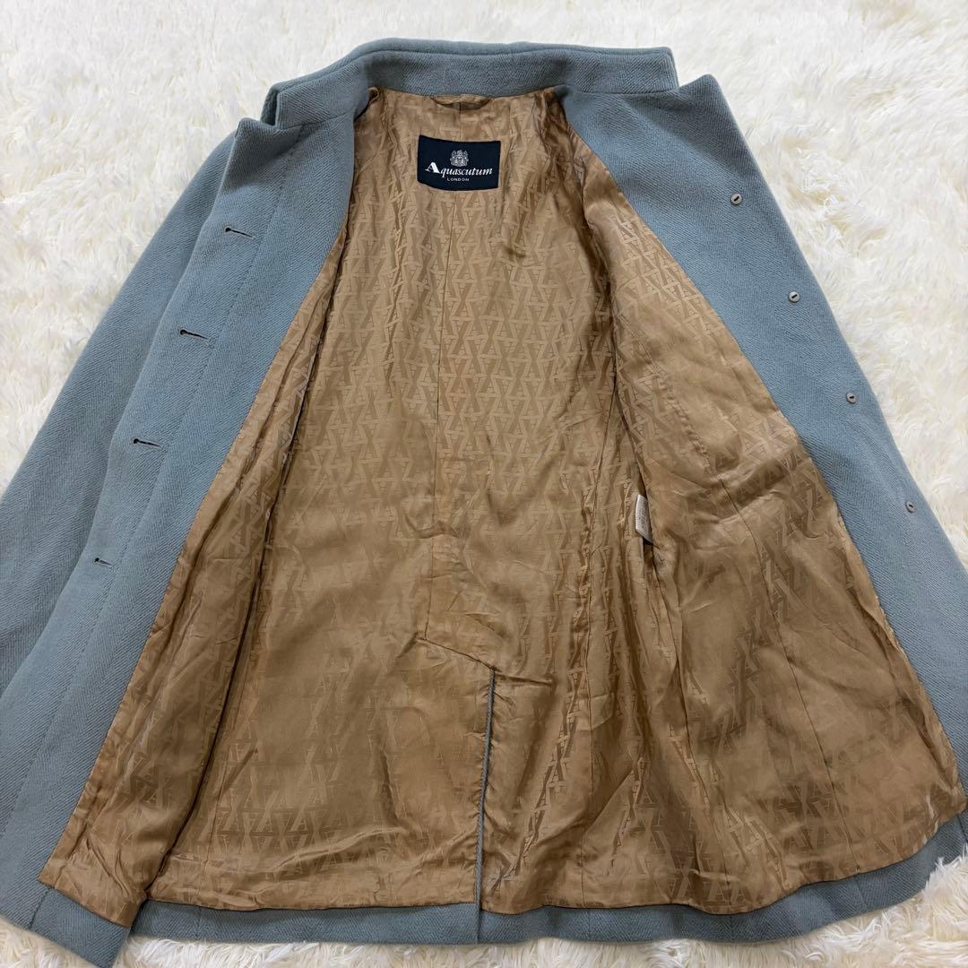 【美品】Aquascutum アンゴラ カシミヤ ヘリンボーン コート 11号L