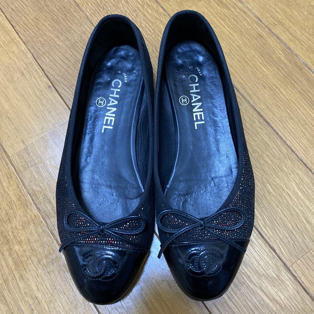 CHANEL ブラック バレエシューズ