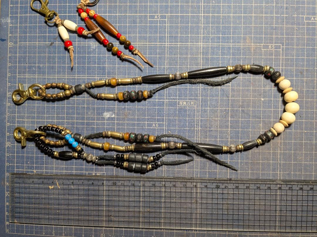 オリジナルショートストラップ付ウォレットロープ　ハンドメイド　カスタム可能