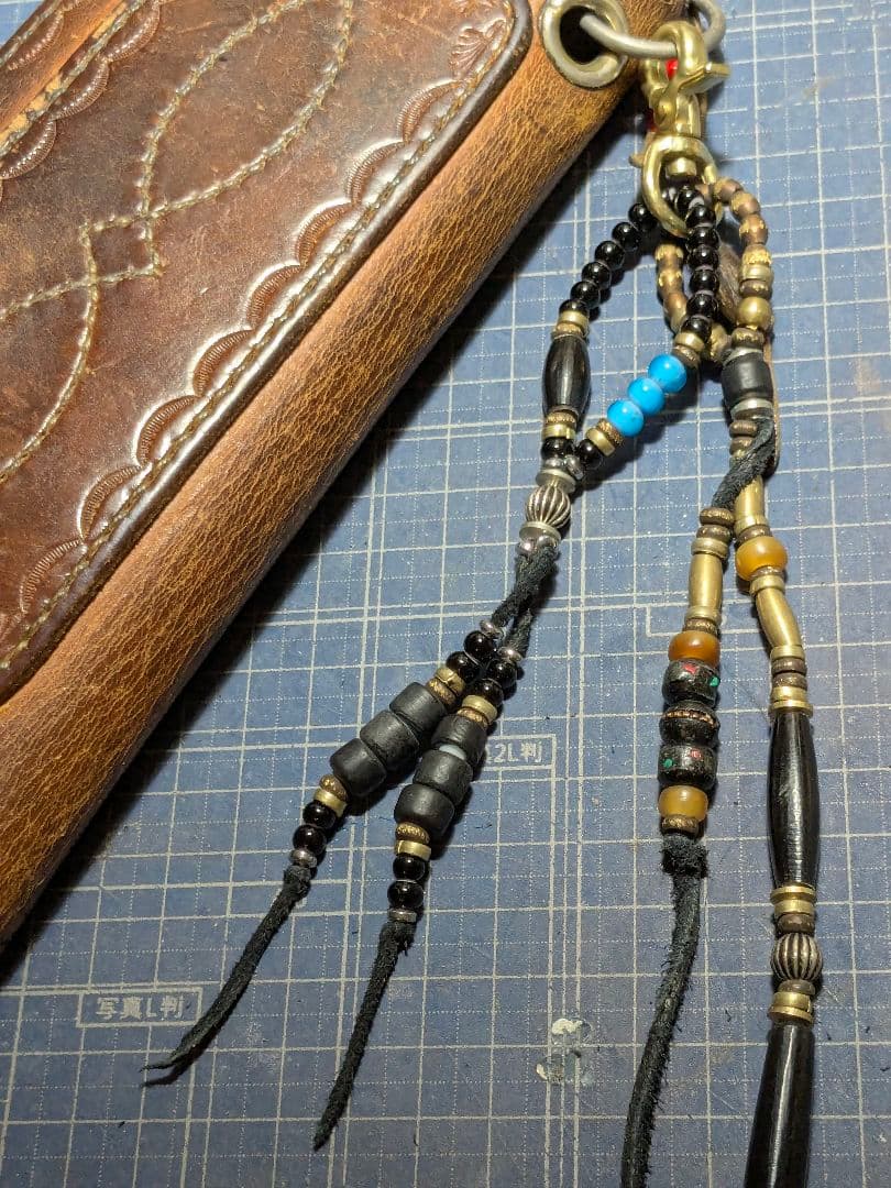 オリジナルショートストラップ付ウォレットロープ　ハンドメイド　カスタム可能