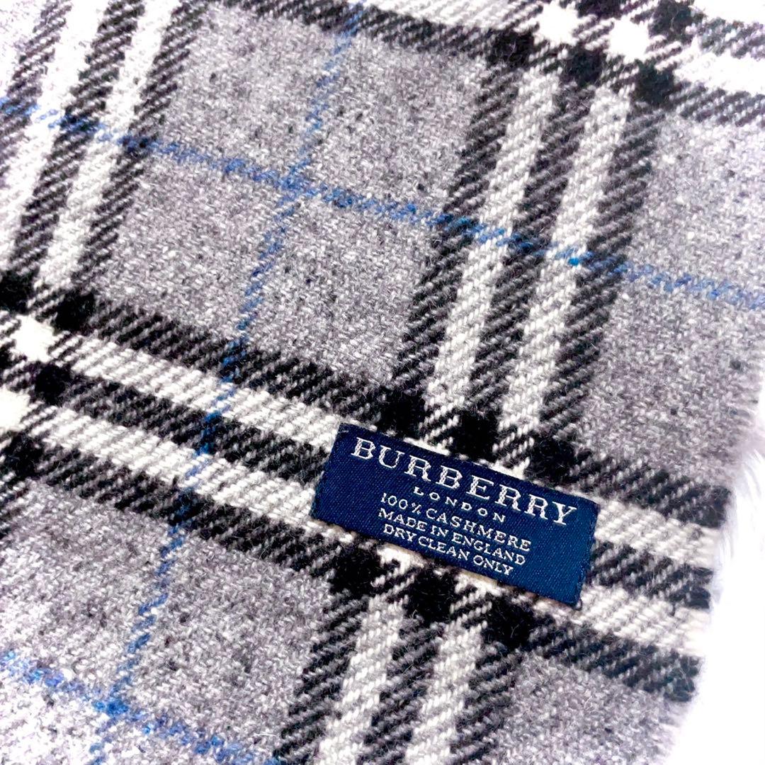 【極美品】バーバリー イギリス製 カシミヤ マフラー ノバチェック グレー