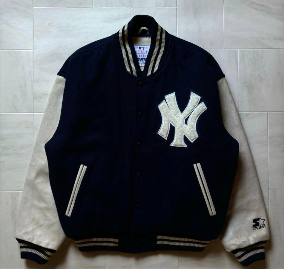 スターター　レザーアーム ヤンキース スタジャン M