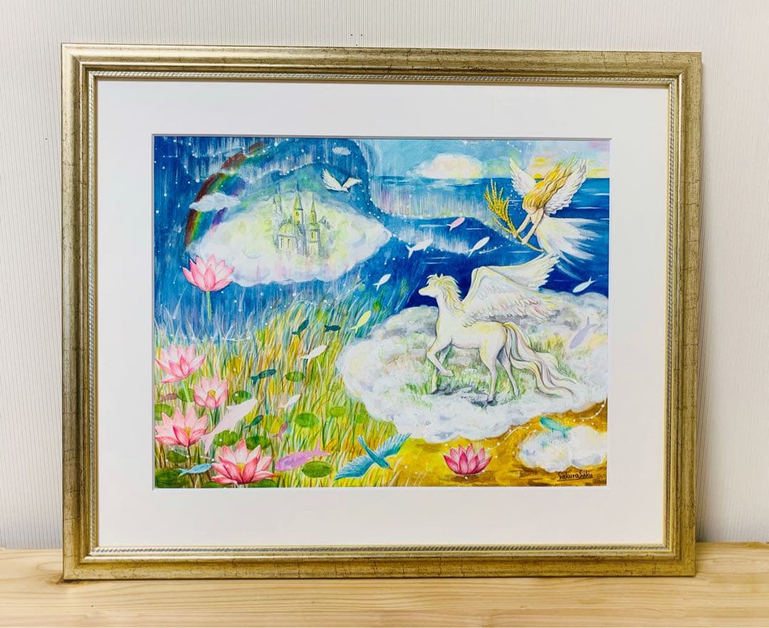 【想いのまま創る、喜びの導き】絵画 ,空,宇宙,ペガサス,天使,angel,精霊