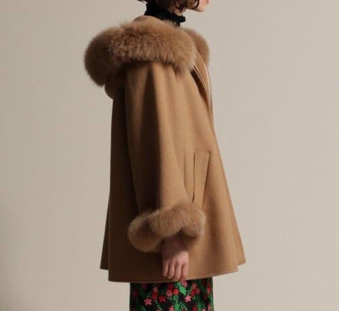 GRACE CONTINENTAL ポンチョ風トリミングコート 36 美品