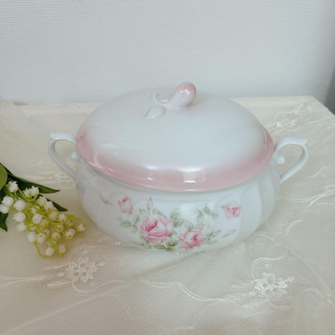 新品 スープチューリン キャサリン柄プランドパリ陶器キャセロール/イマン マニー