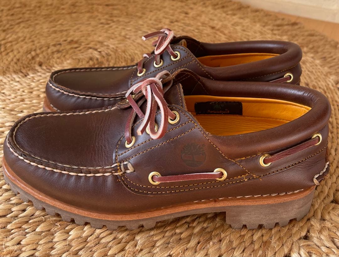 【美品】Timberland ブラウン レザーデッキシューズ