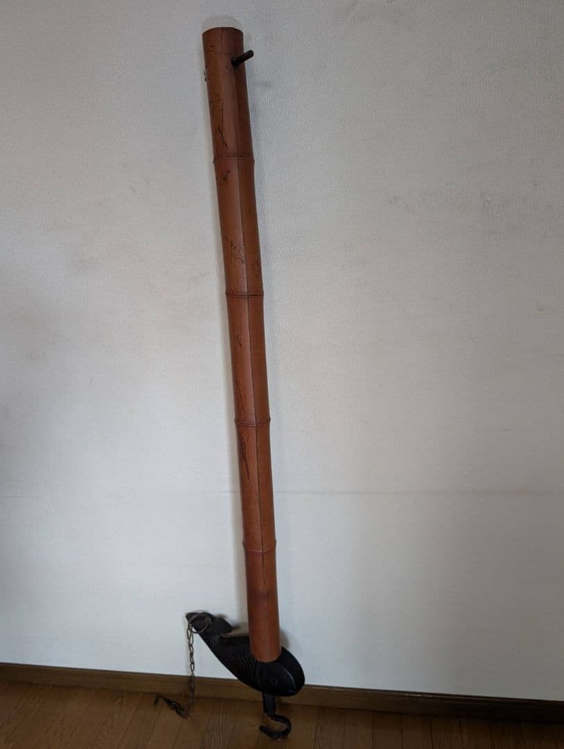 自在鉤（全長約168cm）　魚（約39cm）　木製　民芸　古民家　囲炉裏　送料込