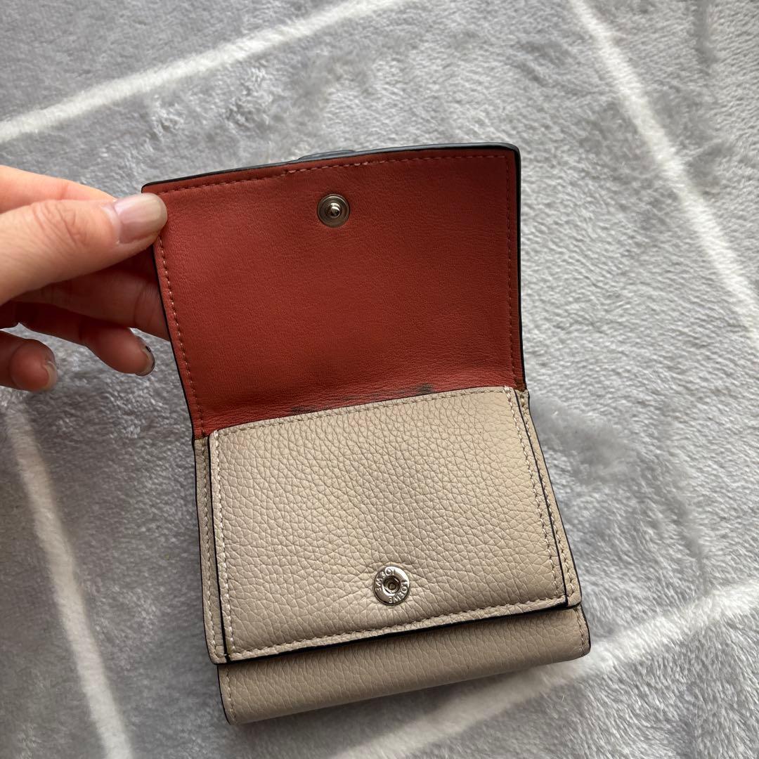 LOEWE 三つ折り財布 ベージュ/オレンジ