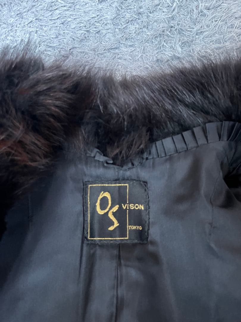 激レア　シェアードミンク　エナメルレザー　パッチワーク　金釦　ロングコート