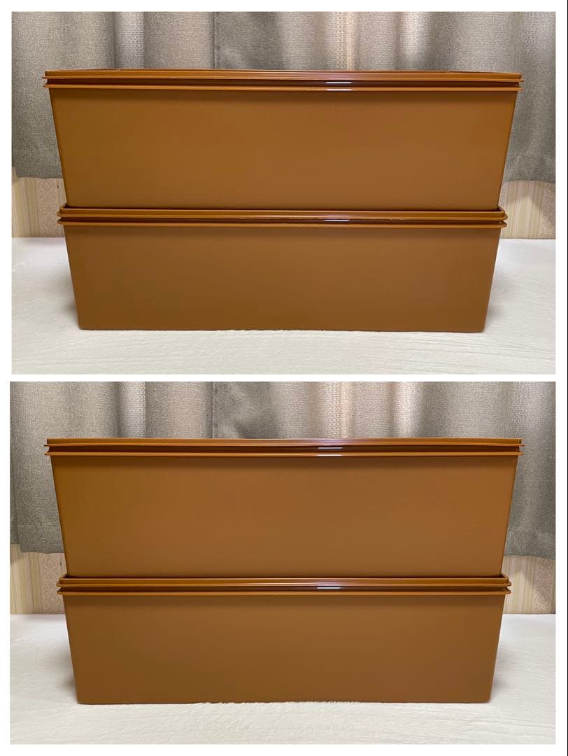 美品/2個セット/タッパーウェア/ディープ/ロング/スーパーケース/セピア②