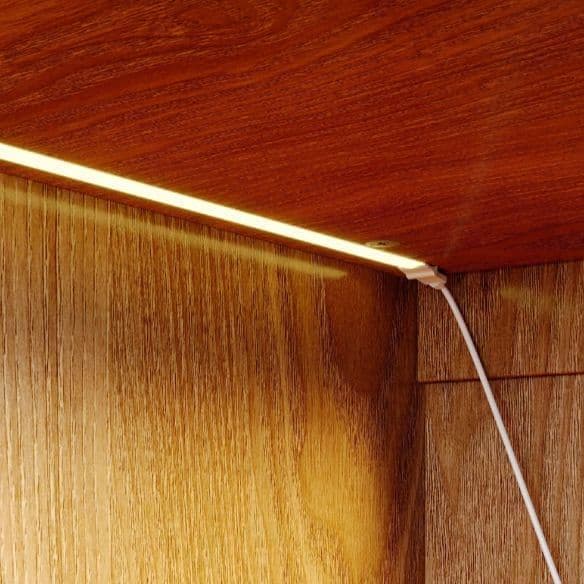 最終値下げ　キャビネット サイドボード LEDライト付き 両開き扉収納 木目調