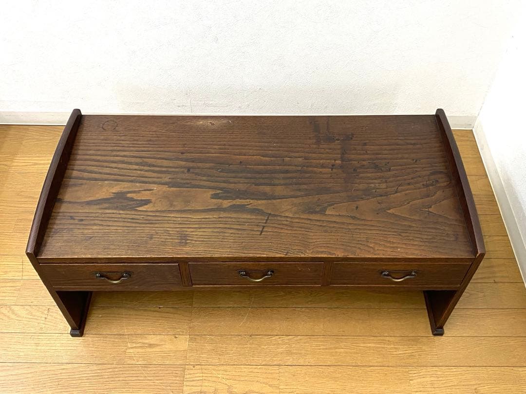 アンティーク レトロ 文机 机 飾り棚 インテリア 古民具 欅 けやき 無垢