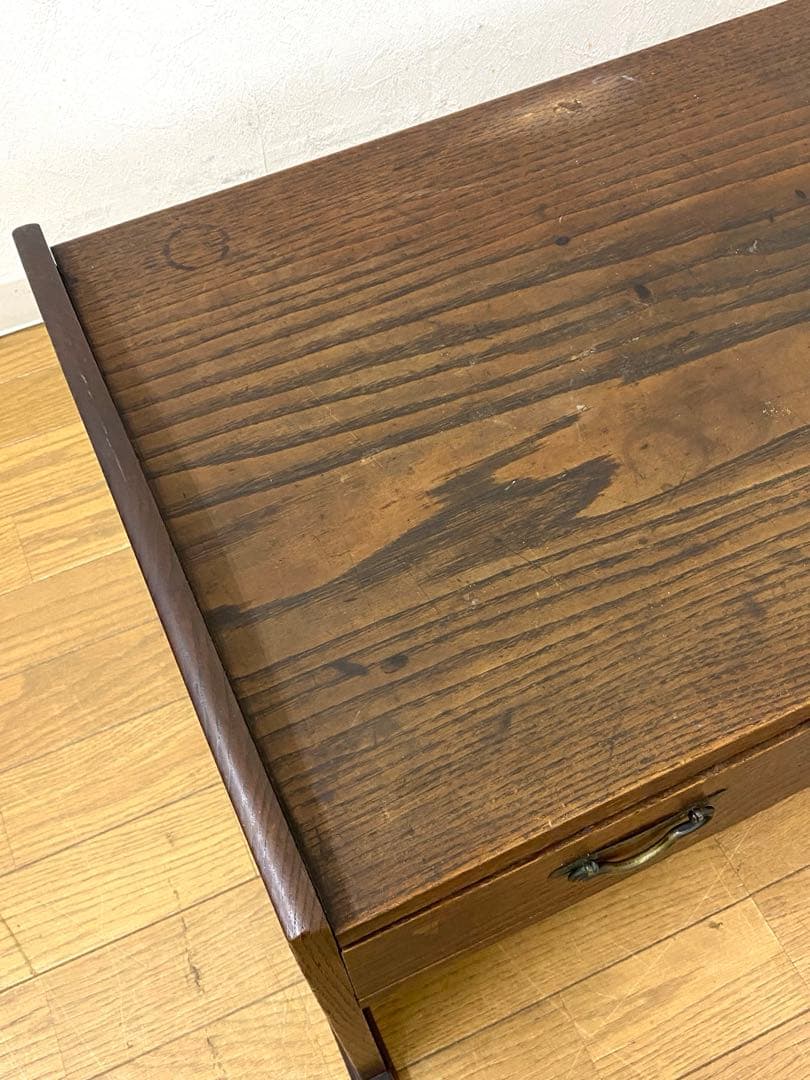 アンティーク レトロ 文机 机 飾り棚 インテリア 古民具 欅 けやき 無垢