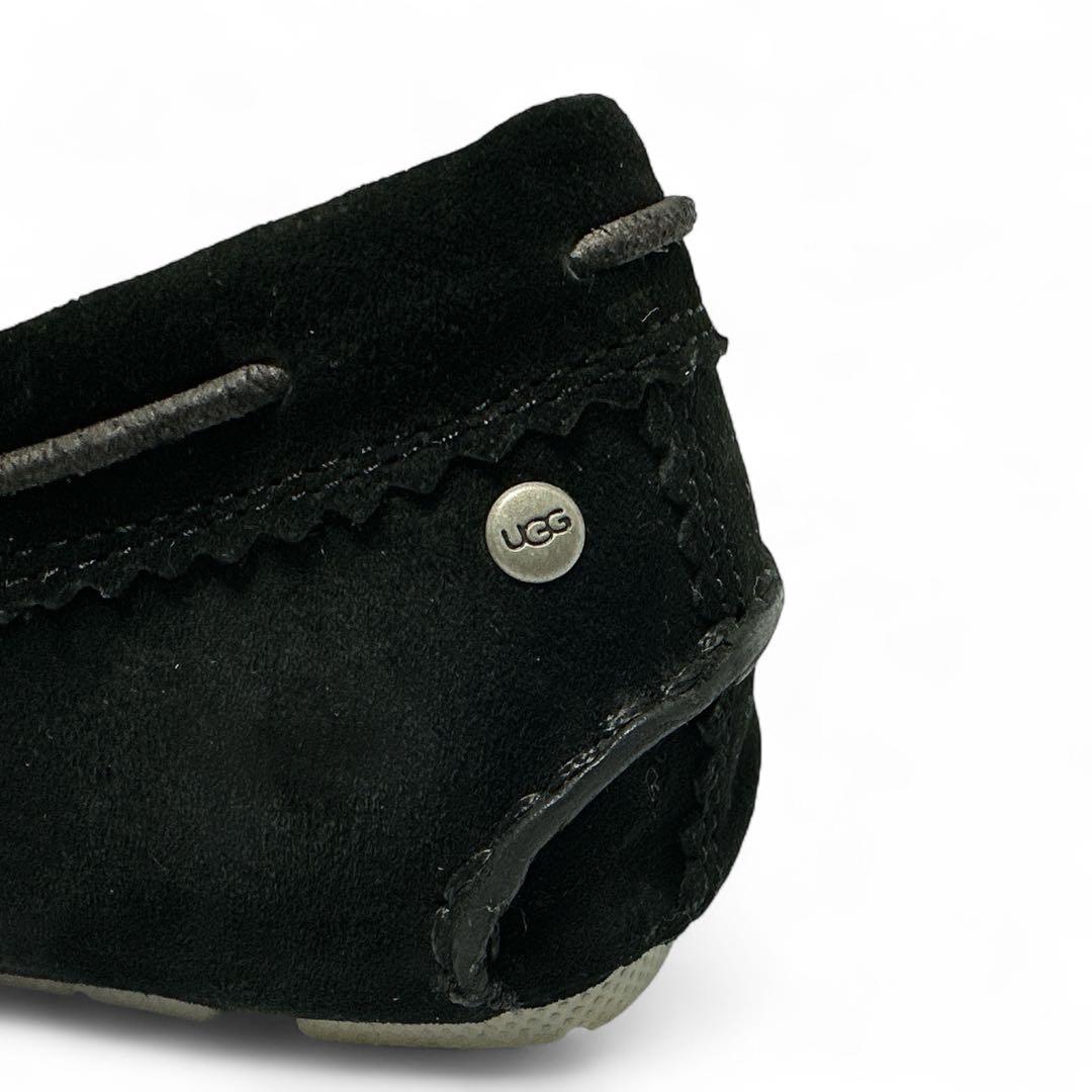 新品✨アグ 24㎝ スリッポン モカシン スエード 羊毛 ボア リボン 黒