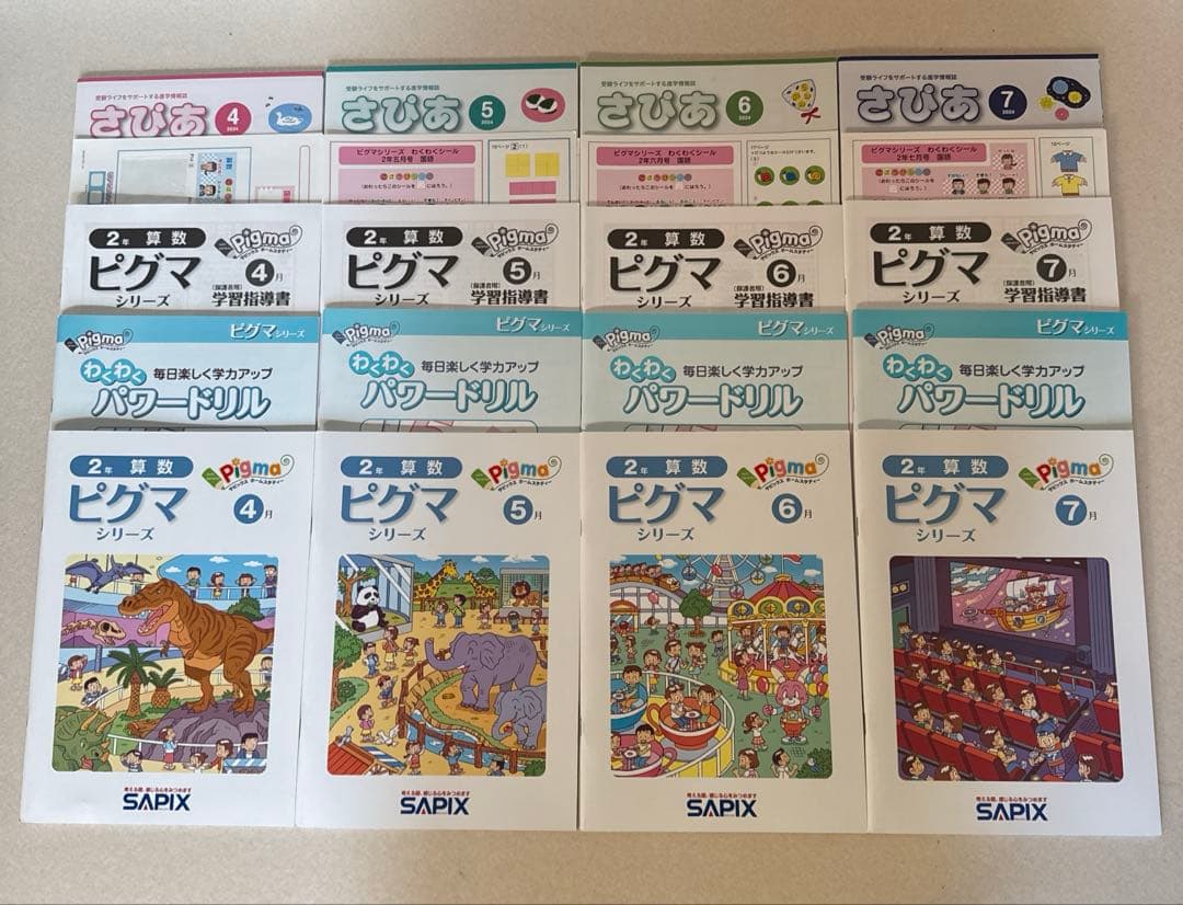 サピックスの通信教育　ピグマキッズクラブ 2024年　2年生　4.5.6.7月