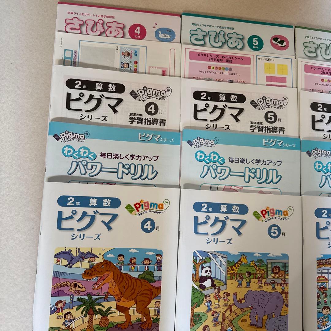 サピックスの通信教育　ピグマキッズクラブ 2024年　2年生　4.5.6.7月