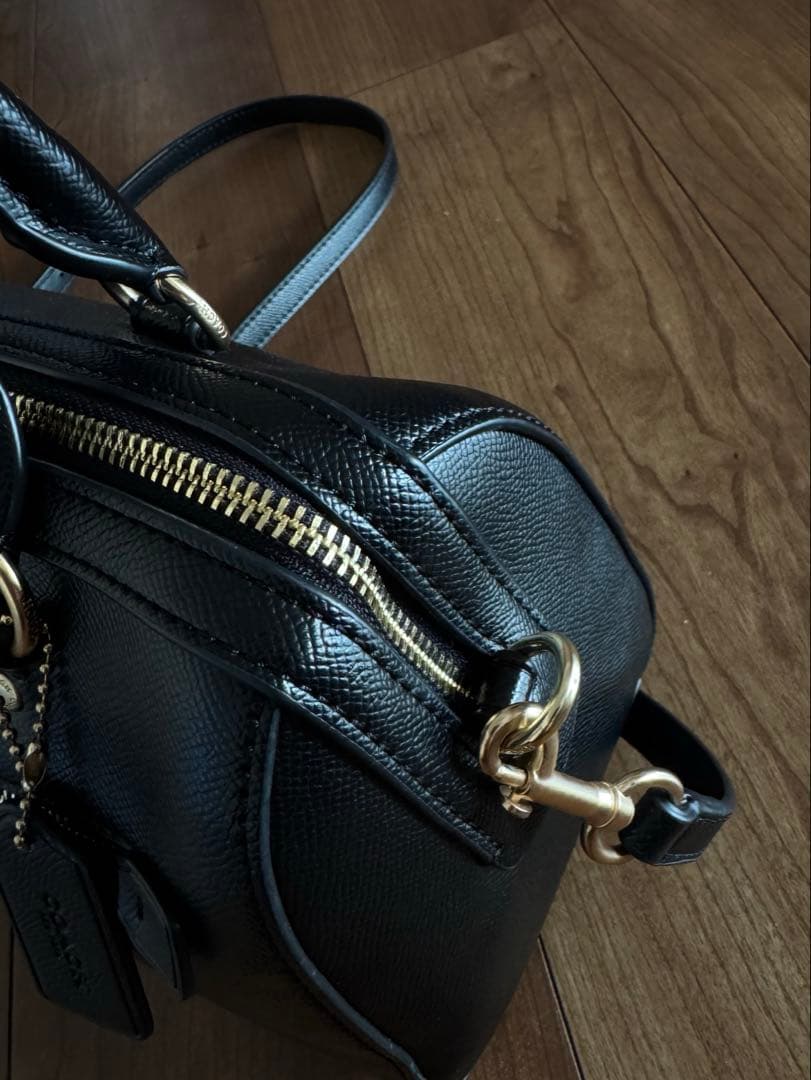 COACH ブラック ボストンショルダーバッグ