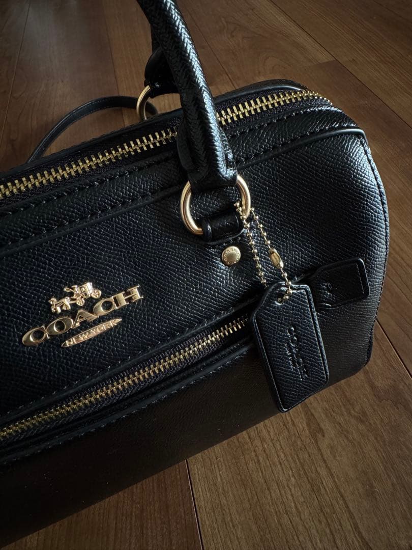 COACH ブラック ボストンショルダーバッグ
