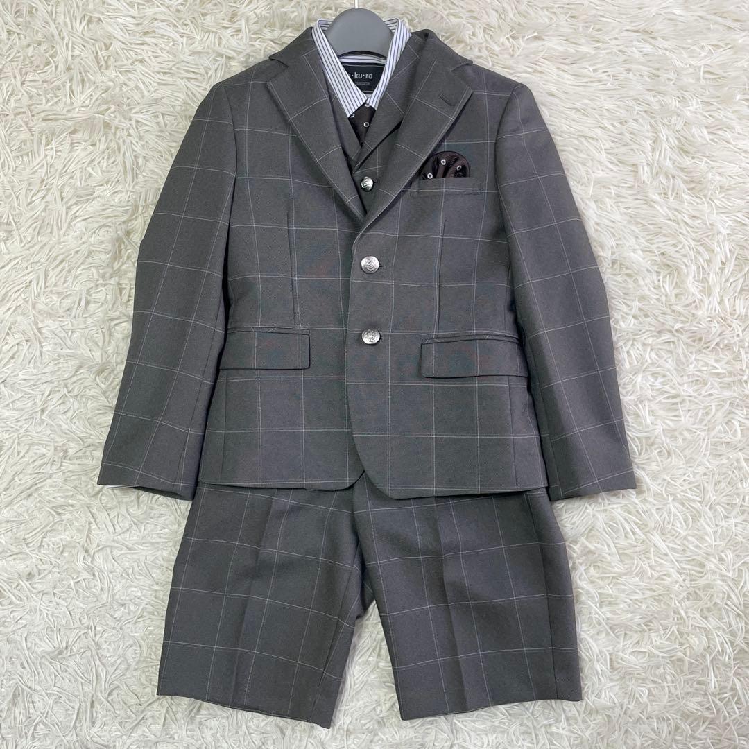 【美品】ワンダーファクトリー フォーマルスーツ6点セット120 グレー