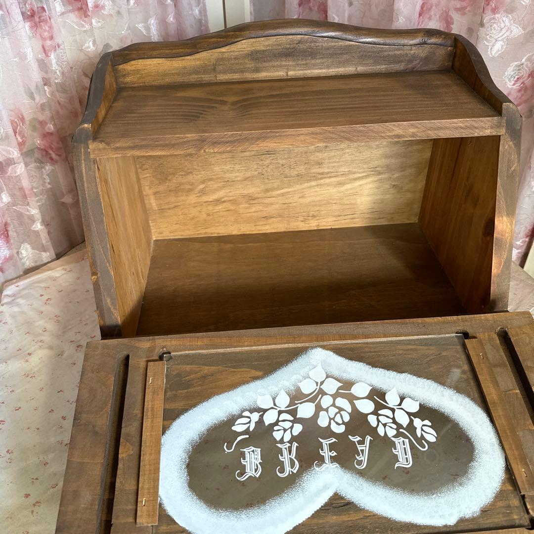 ハートローズ ブレッドボックスス ブラウン ハート型のガラスフレンチカントリー