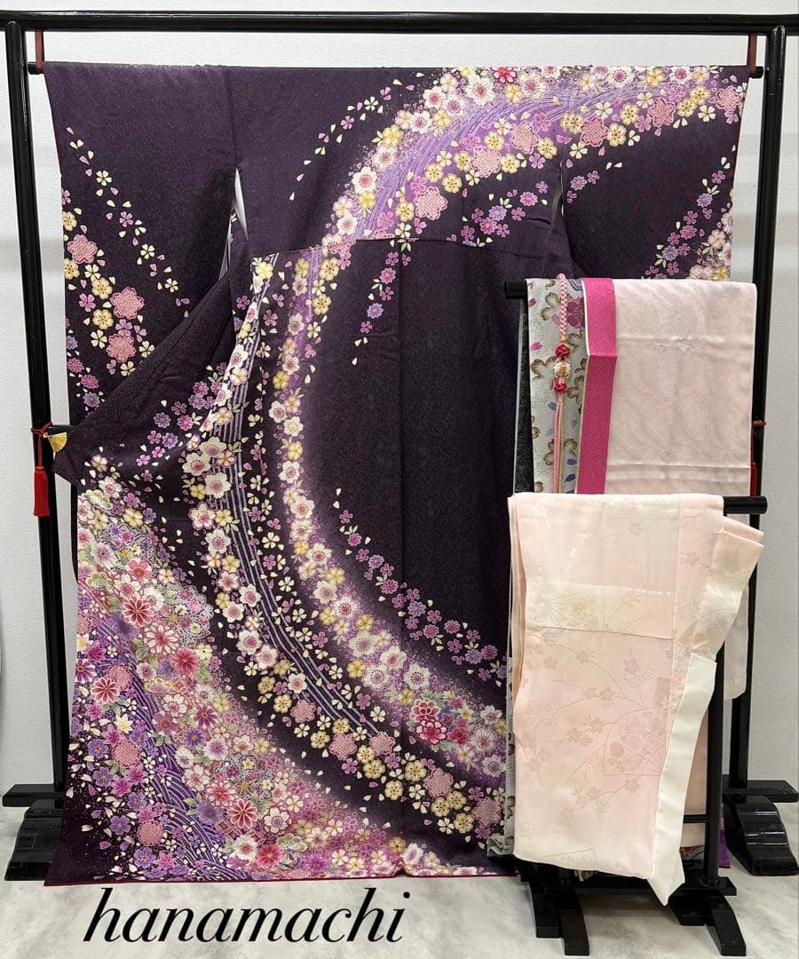 振り袖　フルセット　別誂長襦袢　薄紫　成人式　長尺袋帯　金彩加工　銀通し　743