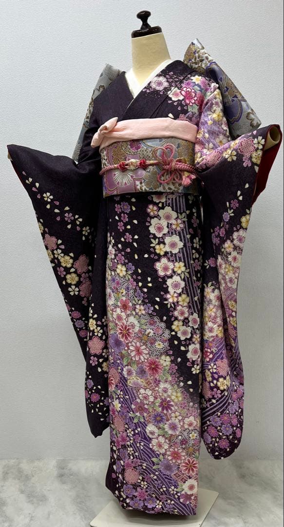 振り袖　フルセット　別誂長襦袢　薄紫　成人式　長尺袋帯　金彩加工　銀通し　743