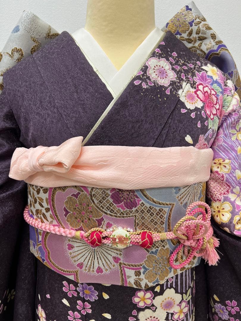 振り袖　フルセット　別誂長襦袢　薄紫　成人式　長尺袋帯　金彩加工　銀通し　743