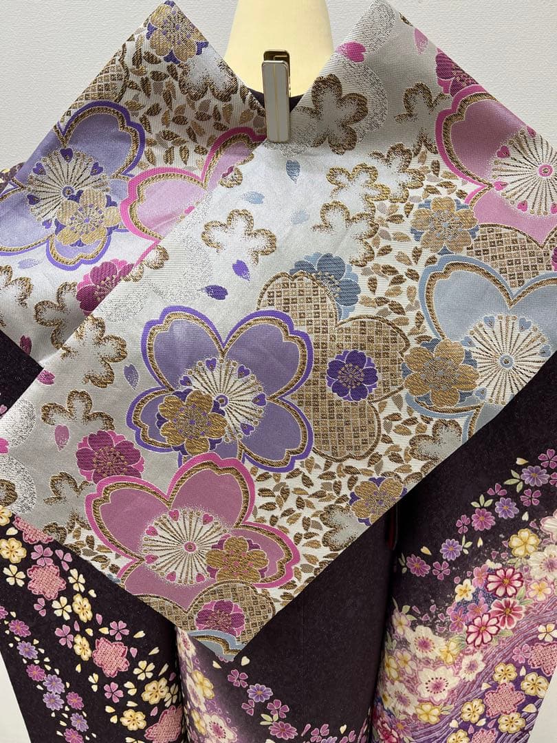 振り袖　フルセット　別誂長襦袢　薄紫　成人式　長尺袋帯　金彩加工　銀通し　743