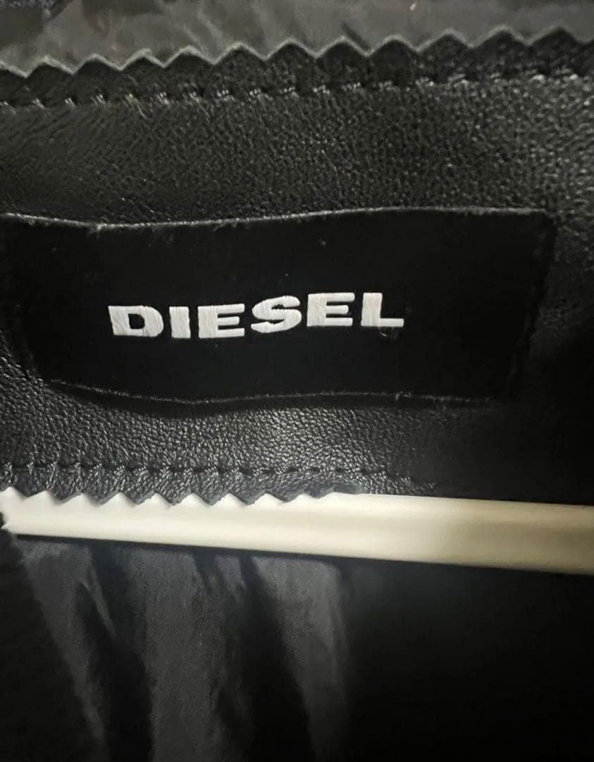 DIESEL ディーゼル 羊革 袖レザー切替 ジャケット スタジャン　黒 L