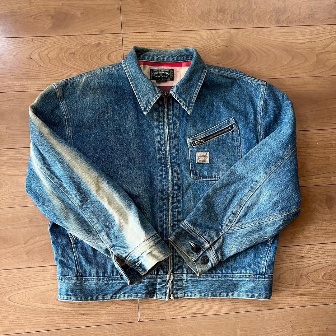 ◉ USA製 ポロカントリー デニムジャケット 裏地チェックL Lee91-B