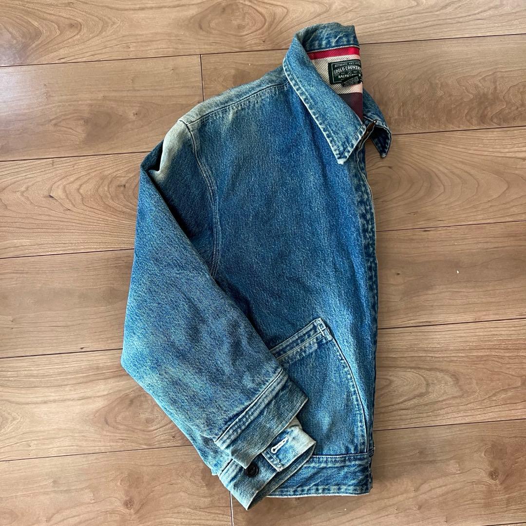 ◉ USA製 ポロカントリー デニムジャケット 裏地チェックL Lee91-B
