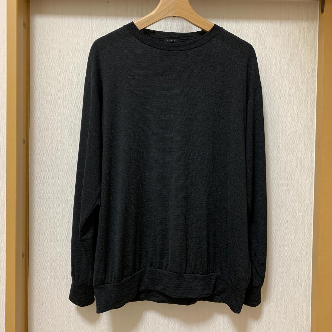 COMOLI サマーウール長袖クルー チャコール 24SS 2