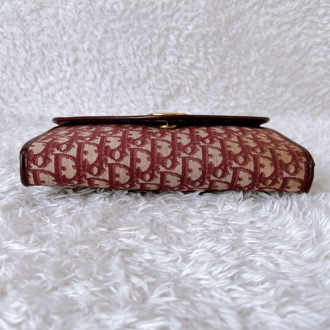 極希少✨OLD Dior クラッチバッグ　チェーン　ボルドー　トロッター柄