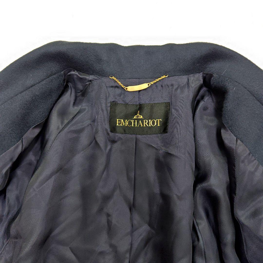 【カシミヤ100%】ダブルブレストロングコート エンチャリオット チェスター紺色