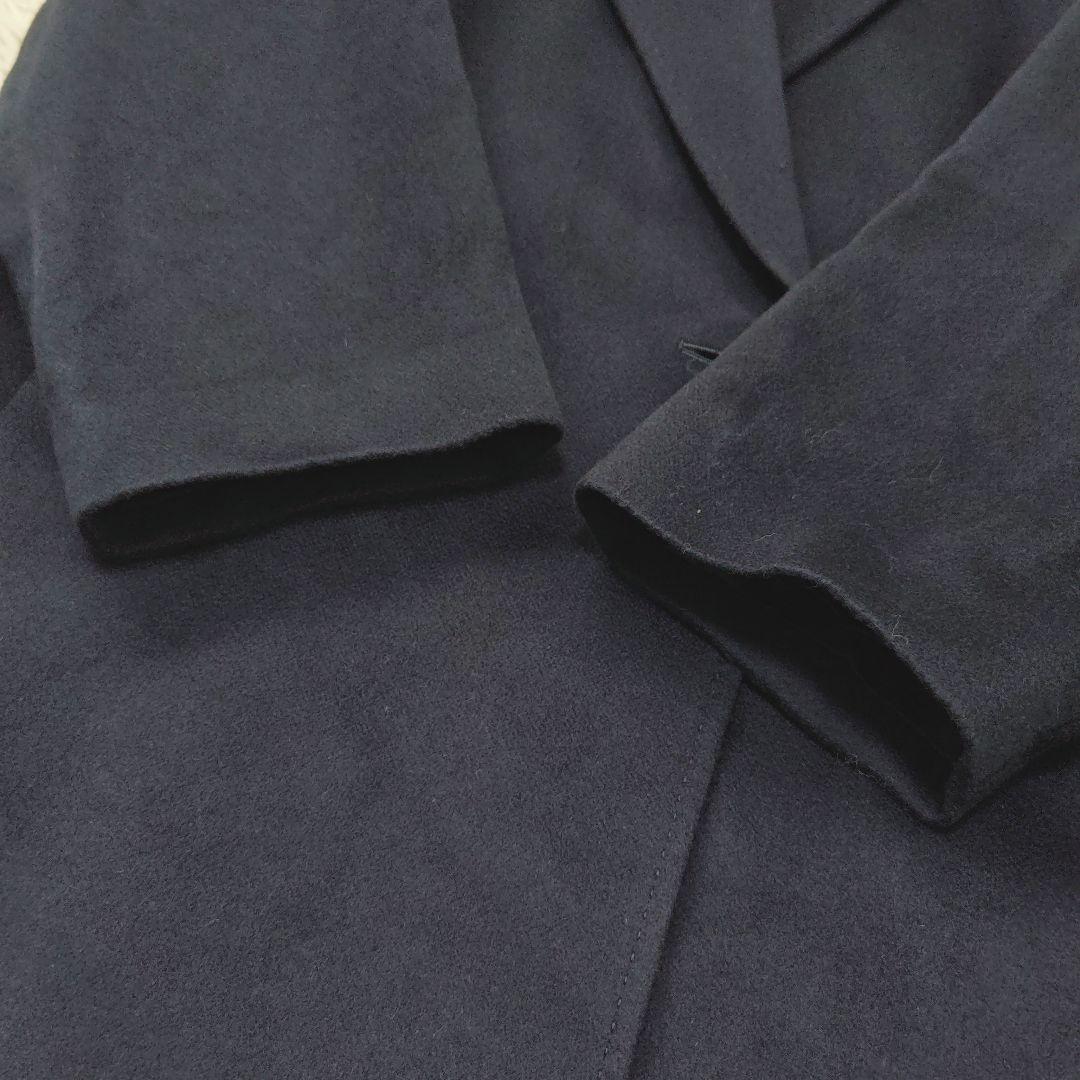 【カシミヤ100%】ダブルブレストロングコート エンチャリオット チェスター紺色