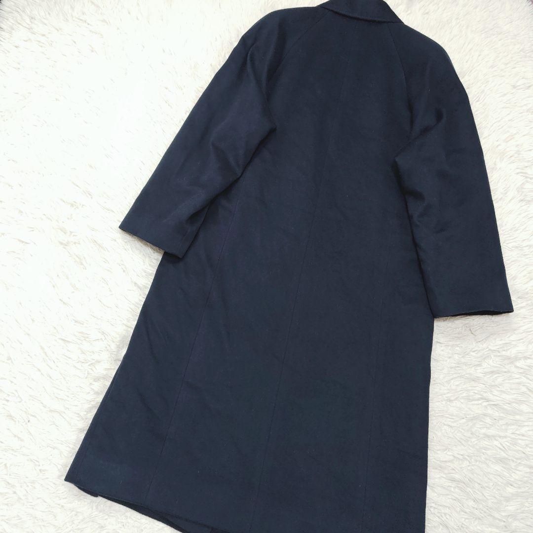【カシミヤ100%】ダブルブレストロングコート エンチャリオット チェスター紺色