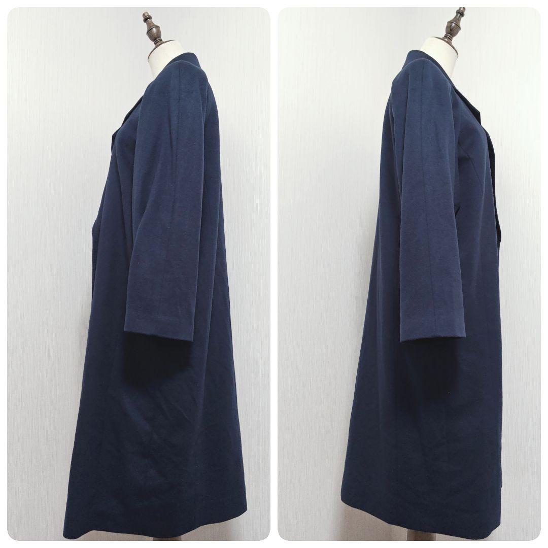 【カシミヤ100%】ダブルブレストロングコート エンチャリオット チェスター紺色