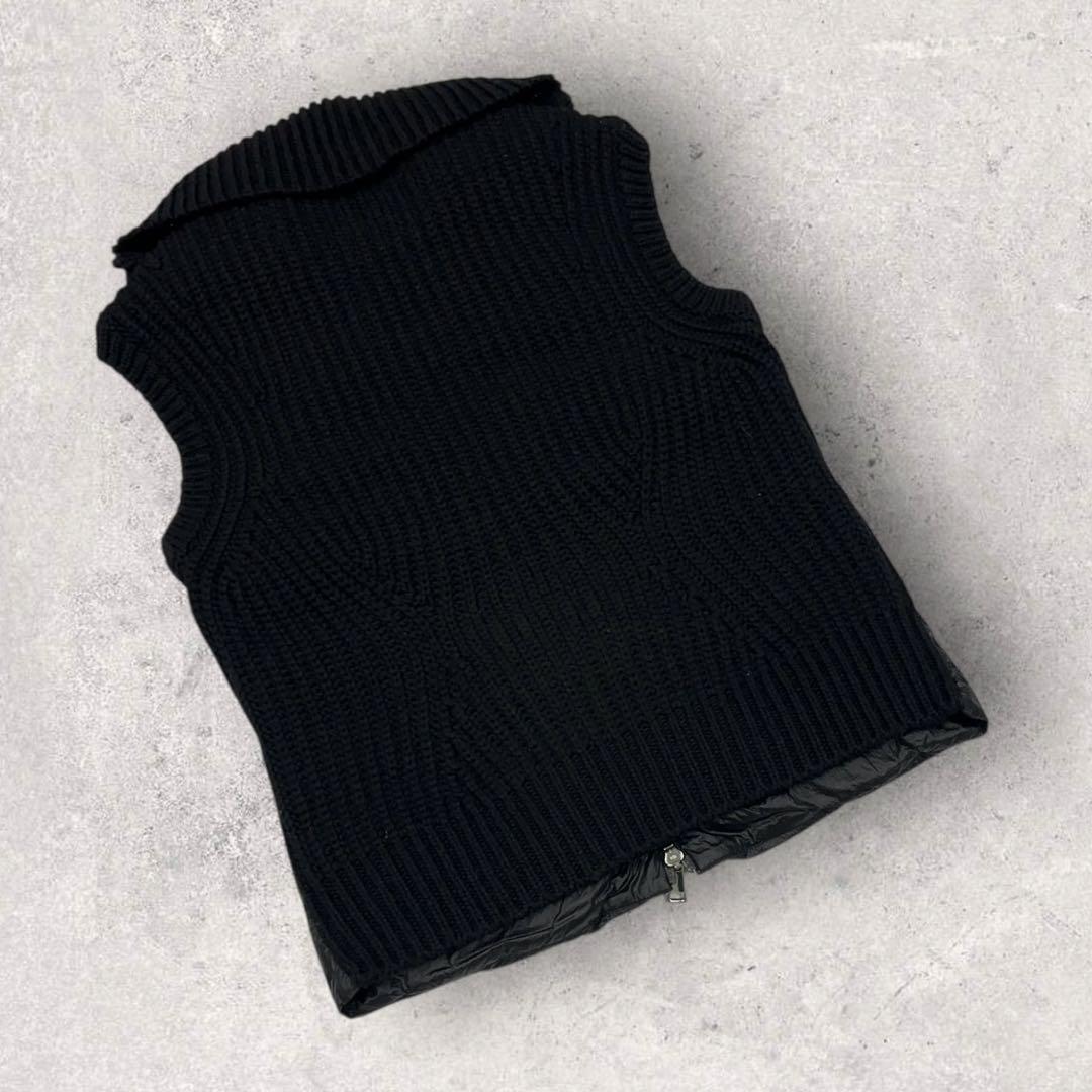 12092【美品・QR鑑定済み】モンクレール　ニット × ダウンベスト　黒