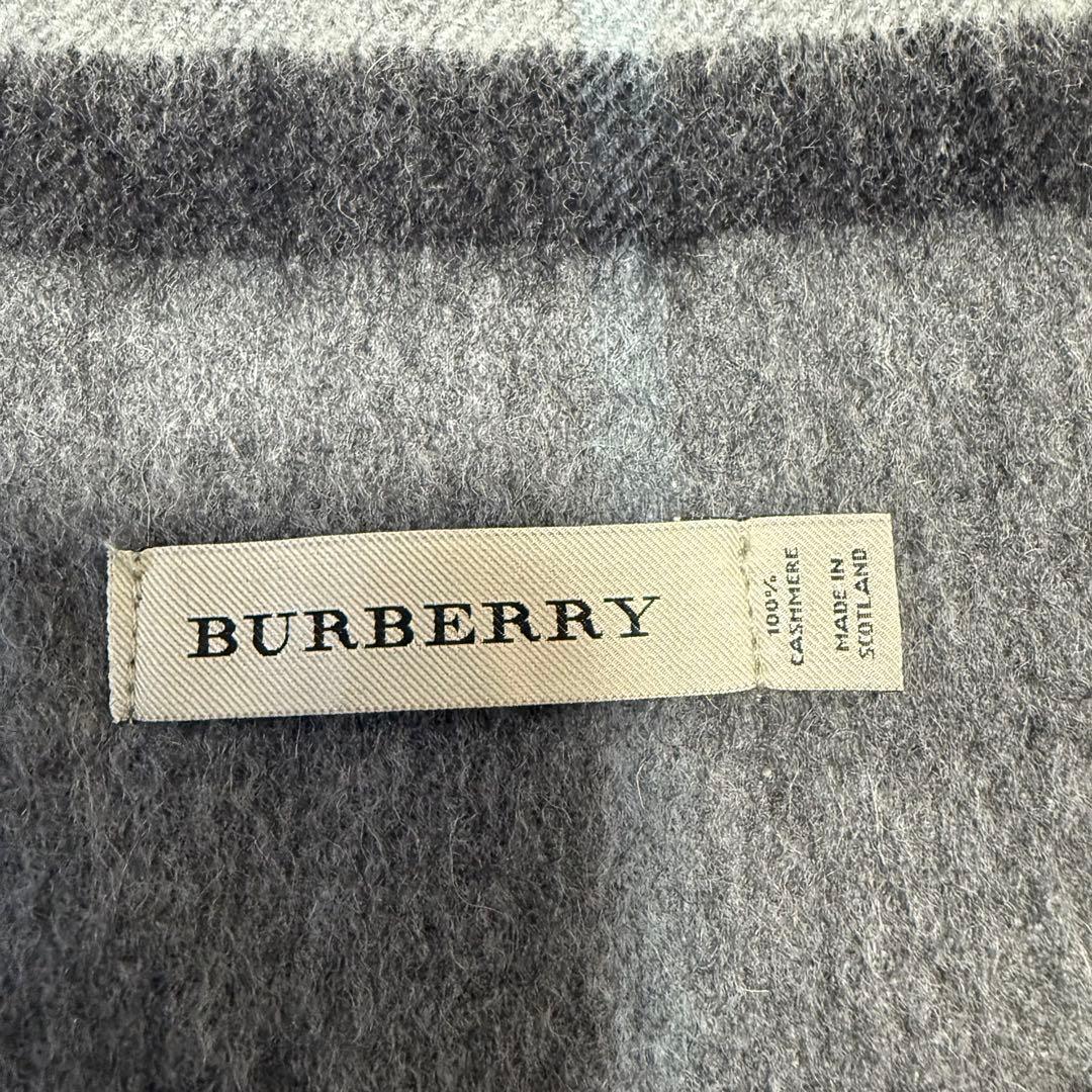 美品　BURBERRY カシミヤ チェック マフラー グレー