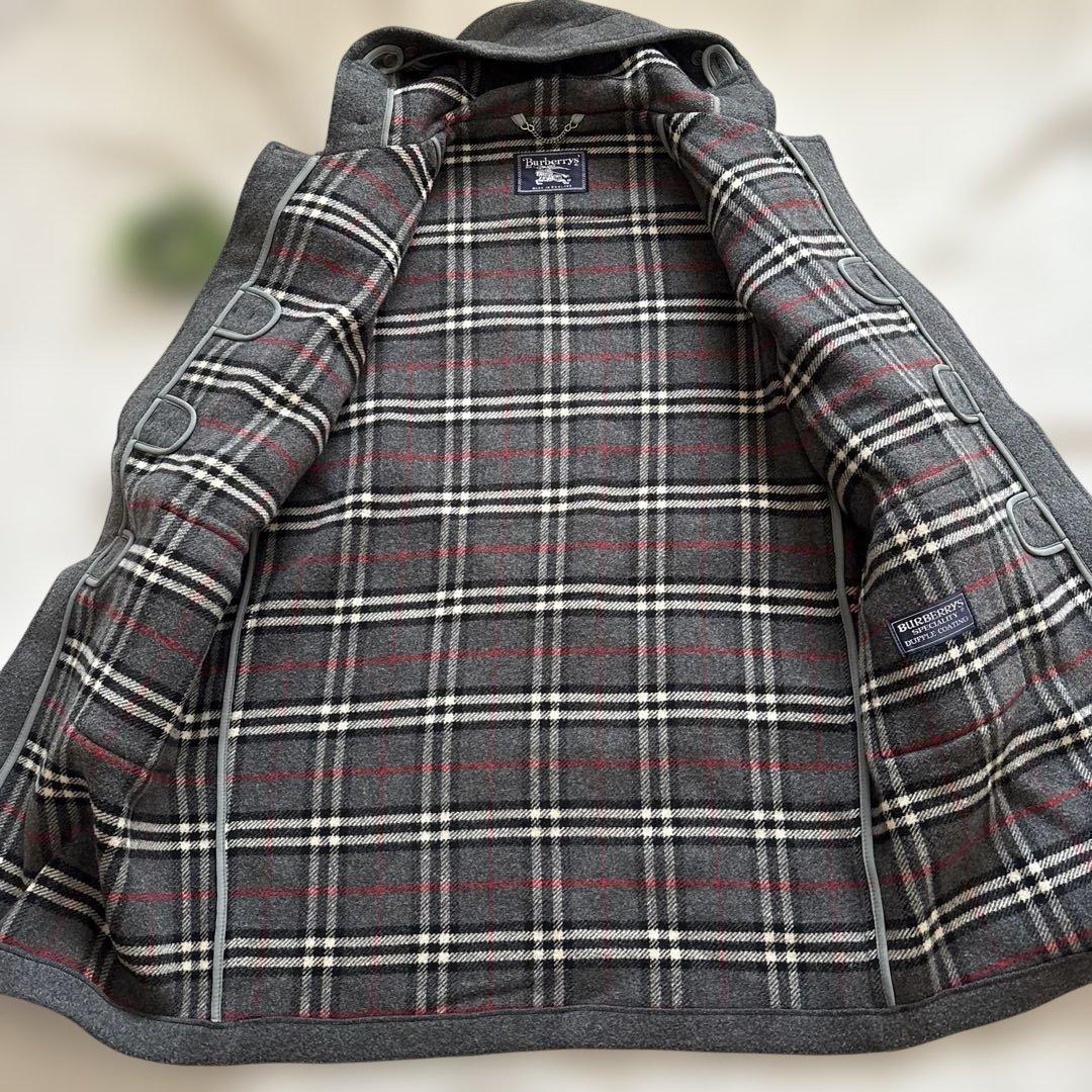 美品✨バーバリー ダッフルコート ノバチェック ウール100% グレー